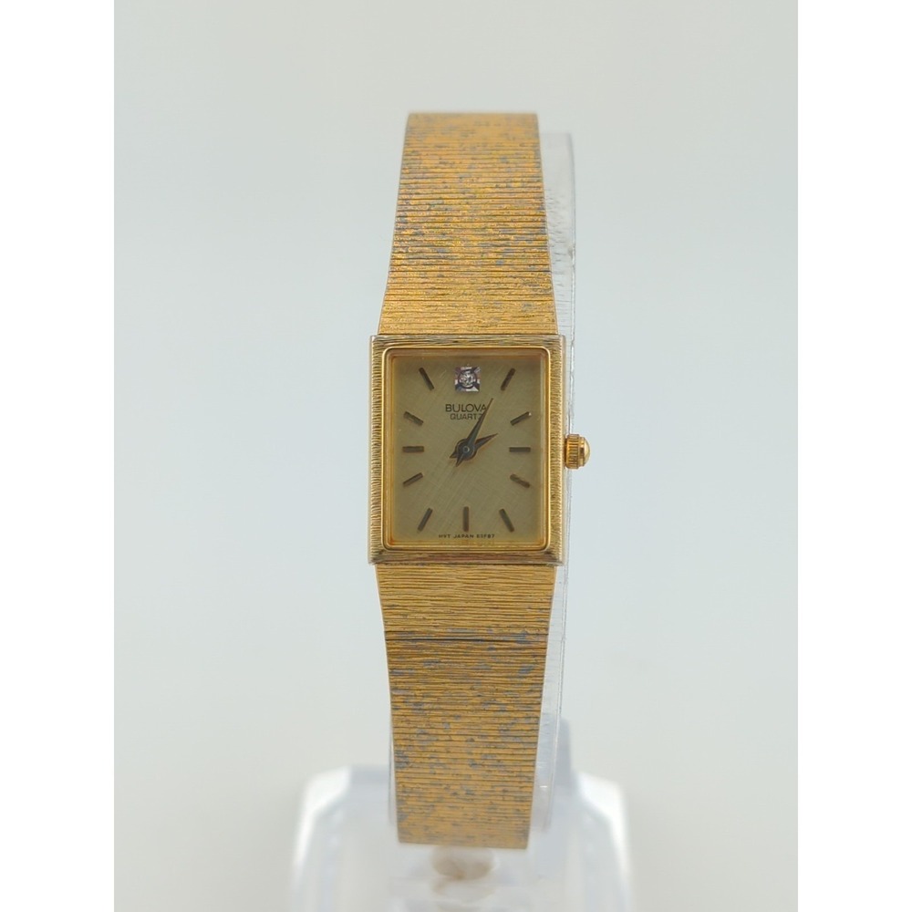 Bulova Tank‎ Watch Women 16mm Gold Tone Rectangle Bracelet New Battery